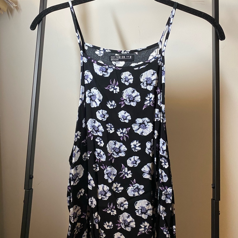 Cotton ON black flower Halter Top -M